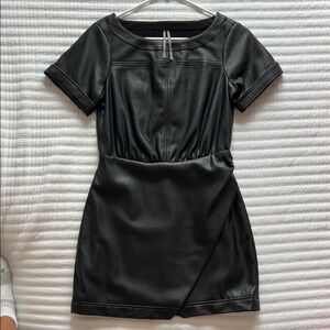 Anthropologie Black Faux Leather Mini Dress